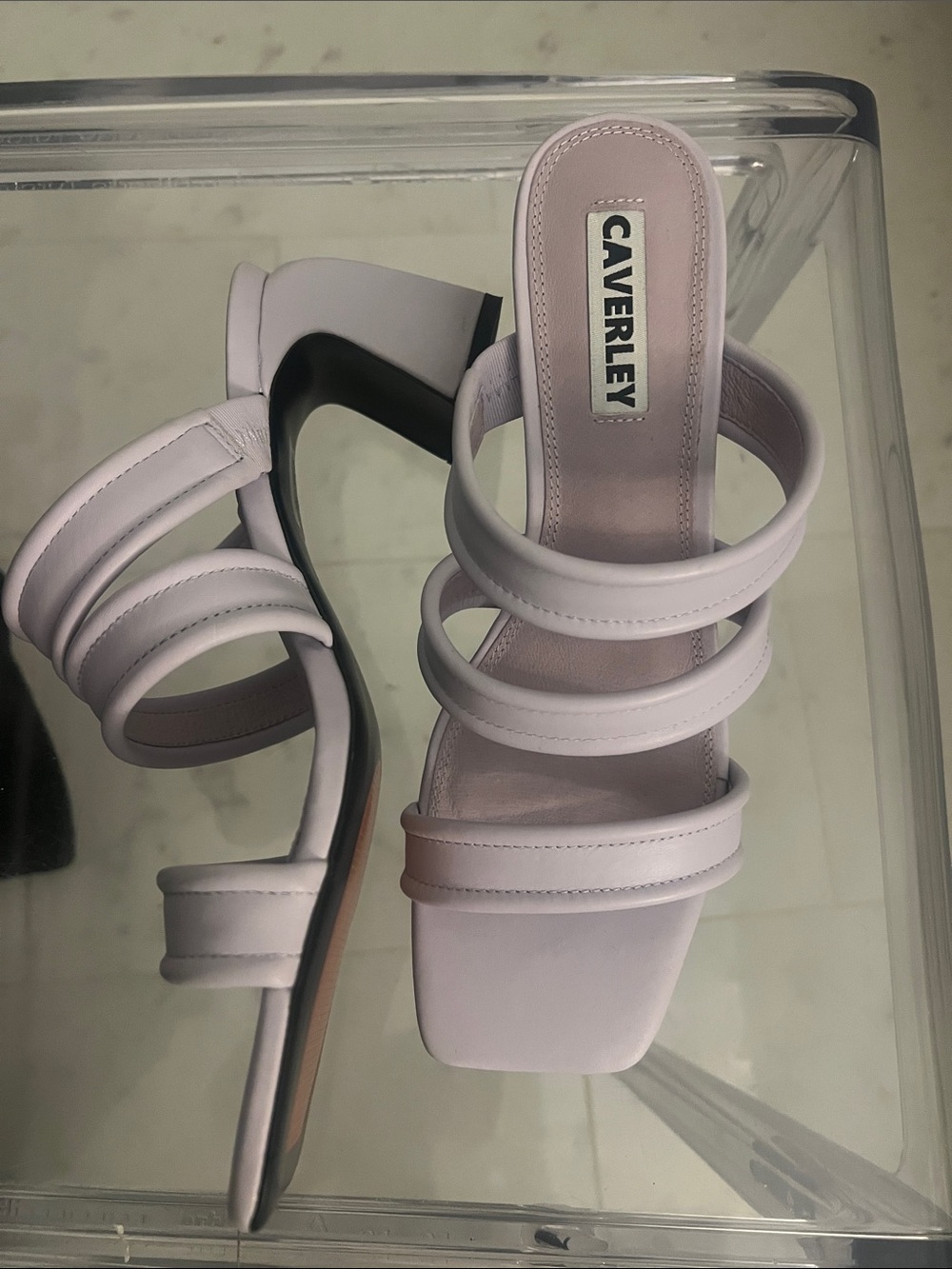 Brand New Anthro Women's Pastel Lilac Triple-Strap Slide Heel